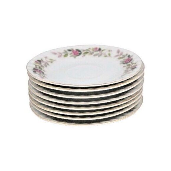 Vintage Creative Regency Rose  6" Saucers lot of 8 - Picture 2 of 11